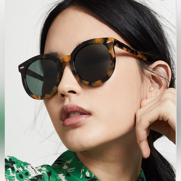 Karen Walker Super Duper Strength Tortoise Dark Lens Sunglasses - Picture 1 of 16
